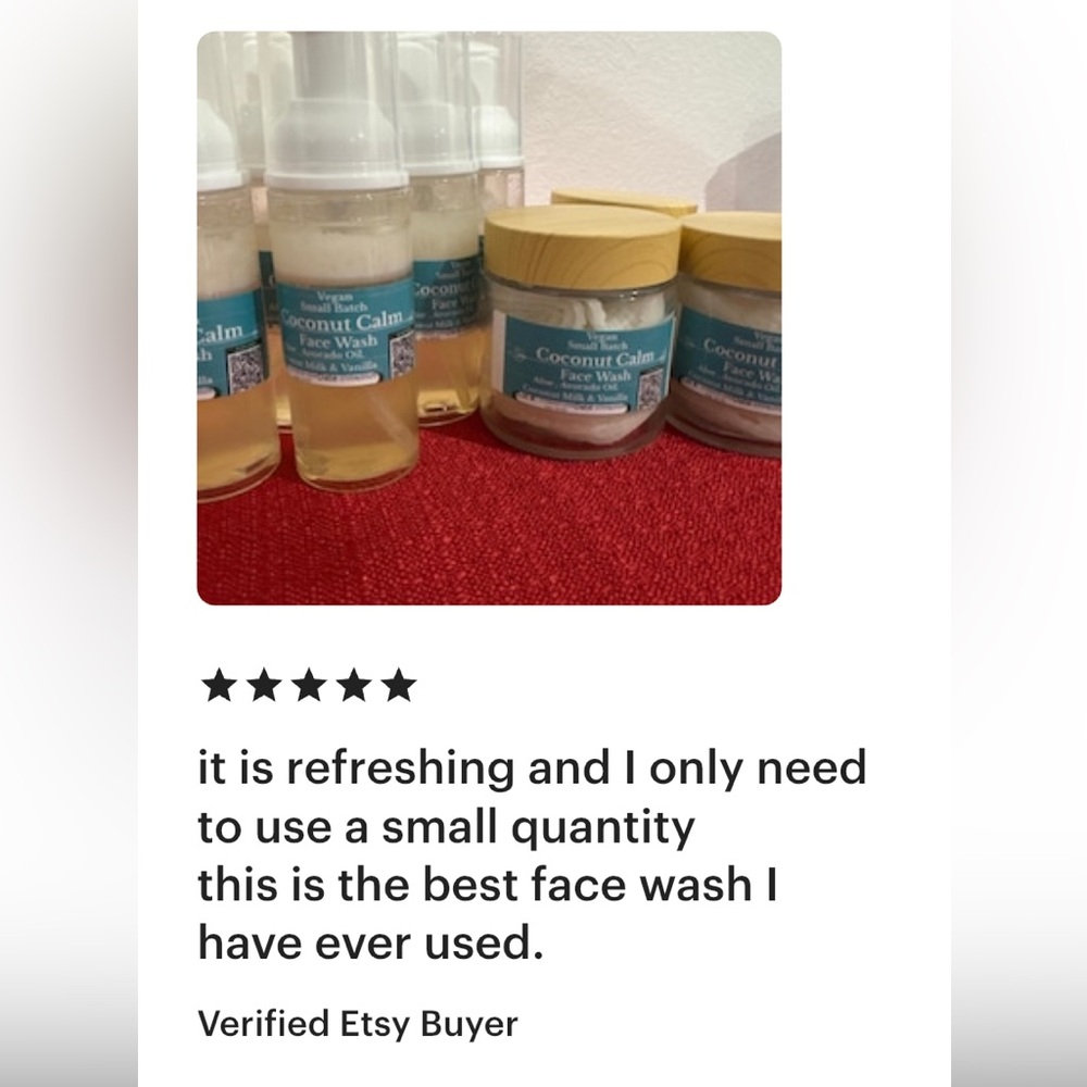 Coconut Calm Face Wash 4oz Jar w/ 15 ct Presoaked Exfoliating Cotton Pads - Picture 2 of 8